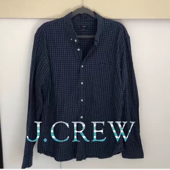 J. Crew button down blue gingham - Picture 1 of 4